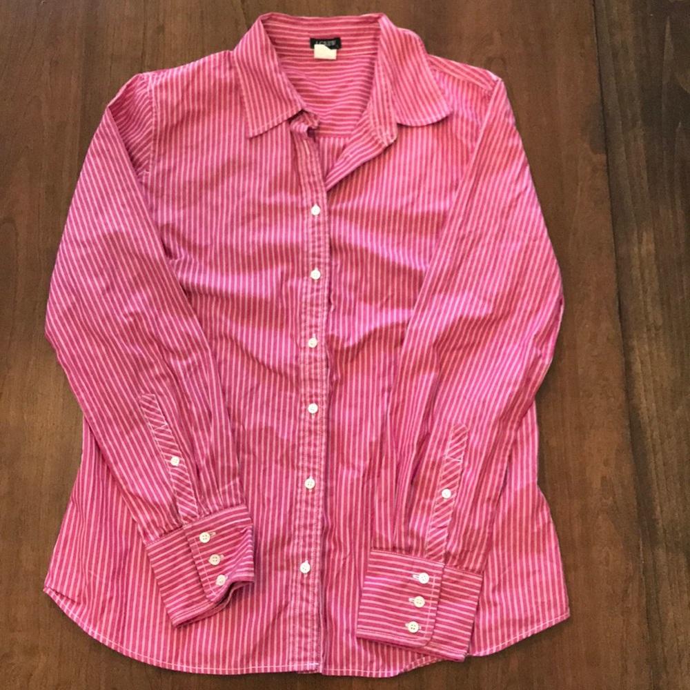 ⭐️ 3/$15: J. Crew Raspberry Stripe Button Down